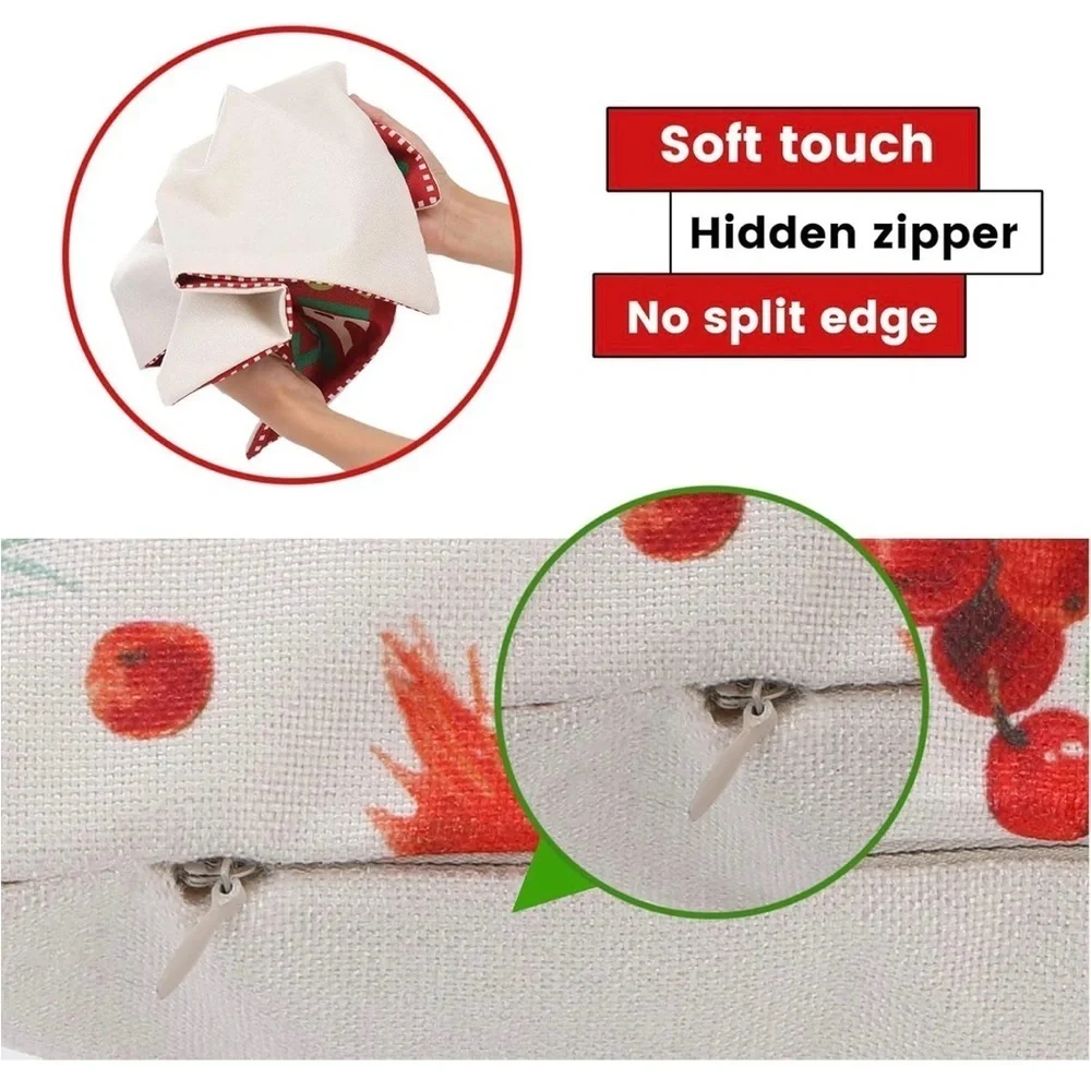 Festive Santa and Holiday Pillow Covers Set of 4 18x18 Brand new